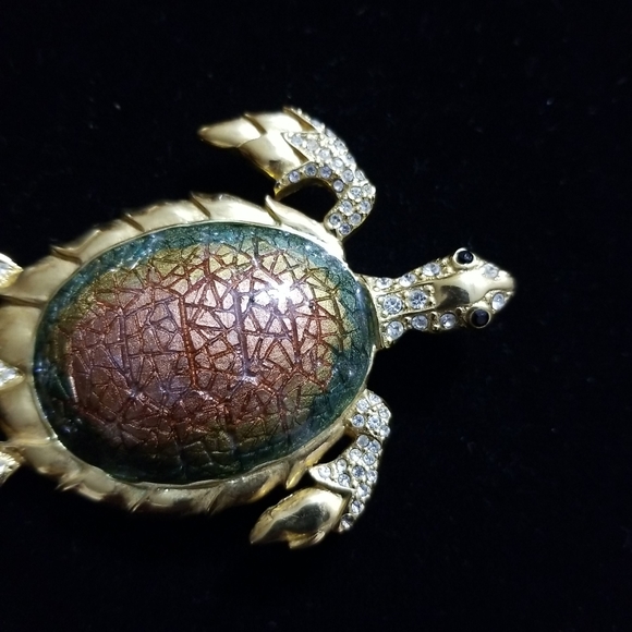 Vintage signed SJ Sea Turtle brooch - Picture 5 of 14